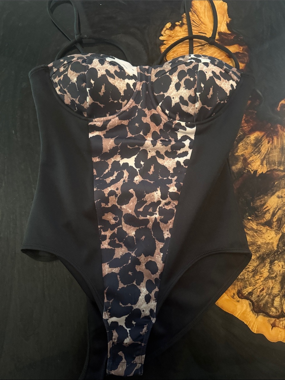 Charlotte Russe Black Leopard Print Bodysuit